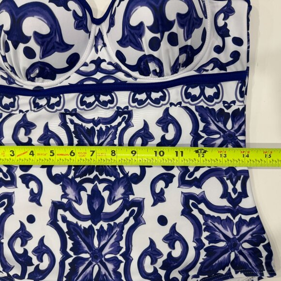 NEW Porcelain Pattern One-Piece Swimsuit and Cover Up Skirt, Size M - Picture 14 of 17